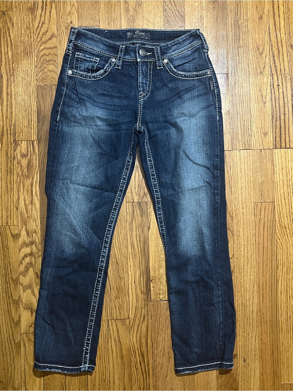 Silver Jeans Co. Natsuki Capri Jeans Womens 27W Blue Denim Mid Rise Y2K Western